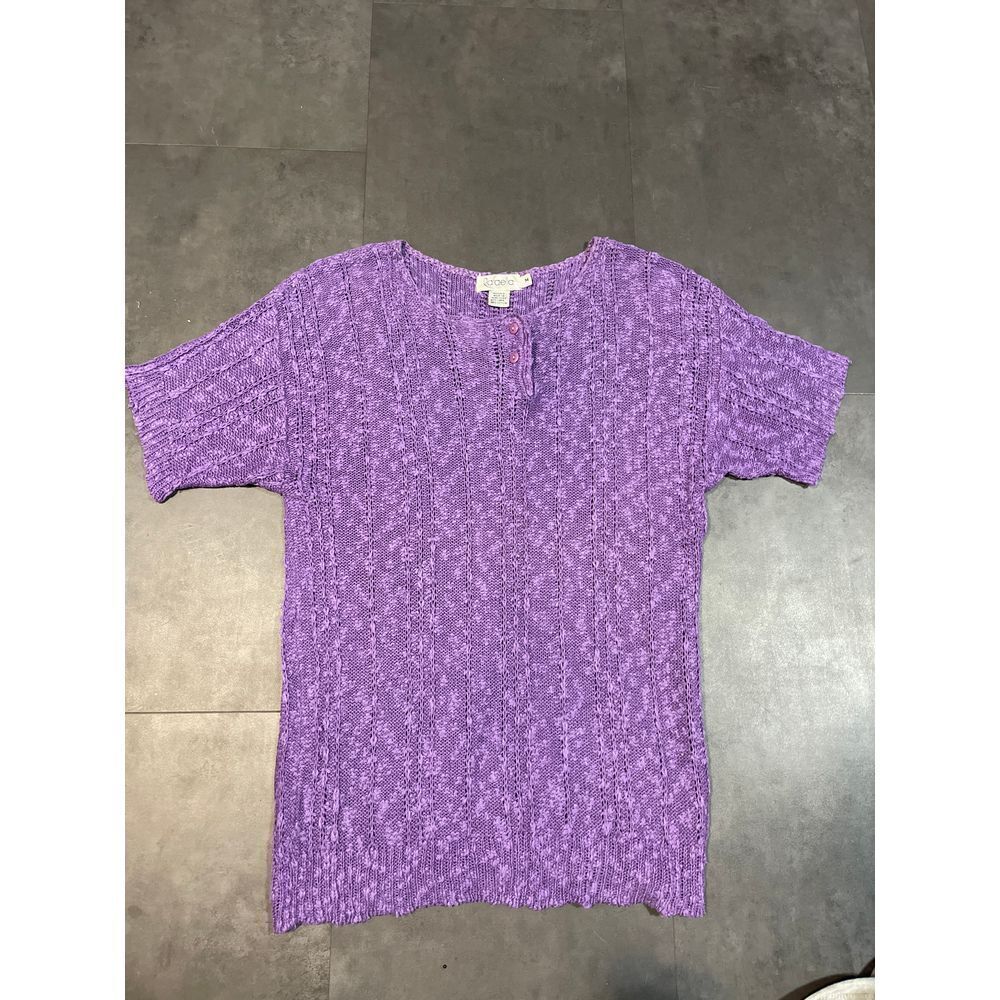 Rafaella Purple‎ Knit Short Sleeve Sweater - Elegant Comfort B-110